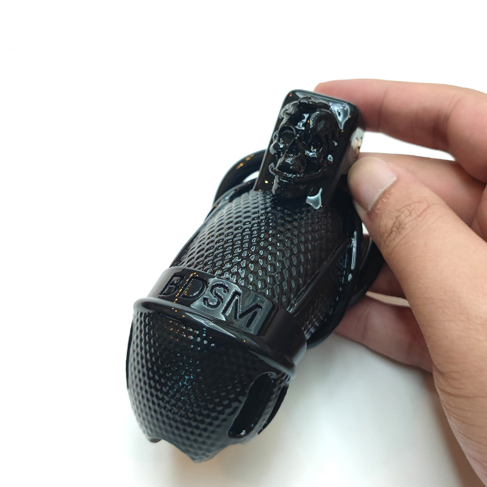 Snake Skin Skull Black BDSM Cock Cage