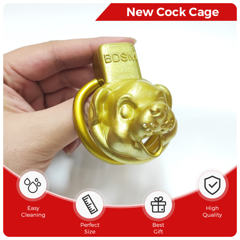 Golden Puppy Chastity Cage Dog Cock Cage