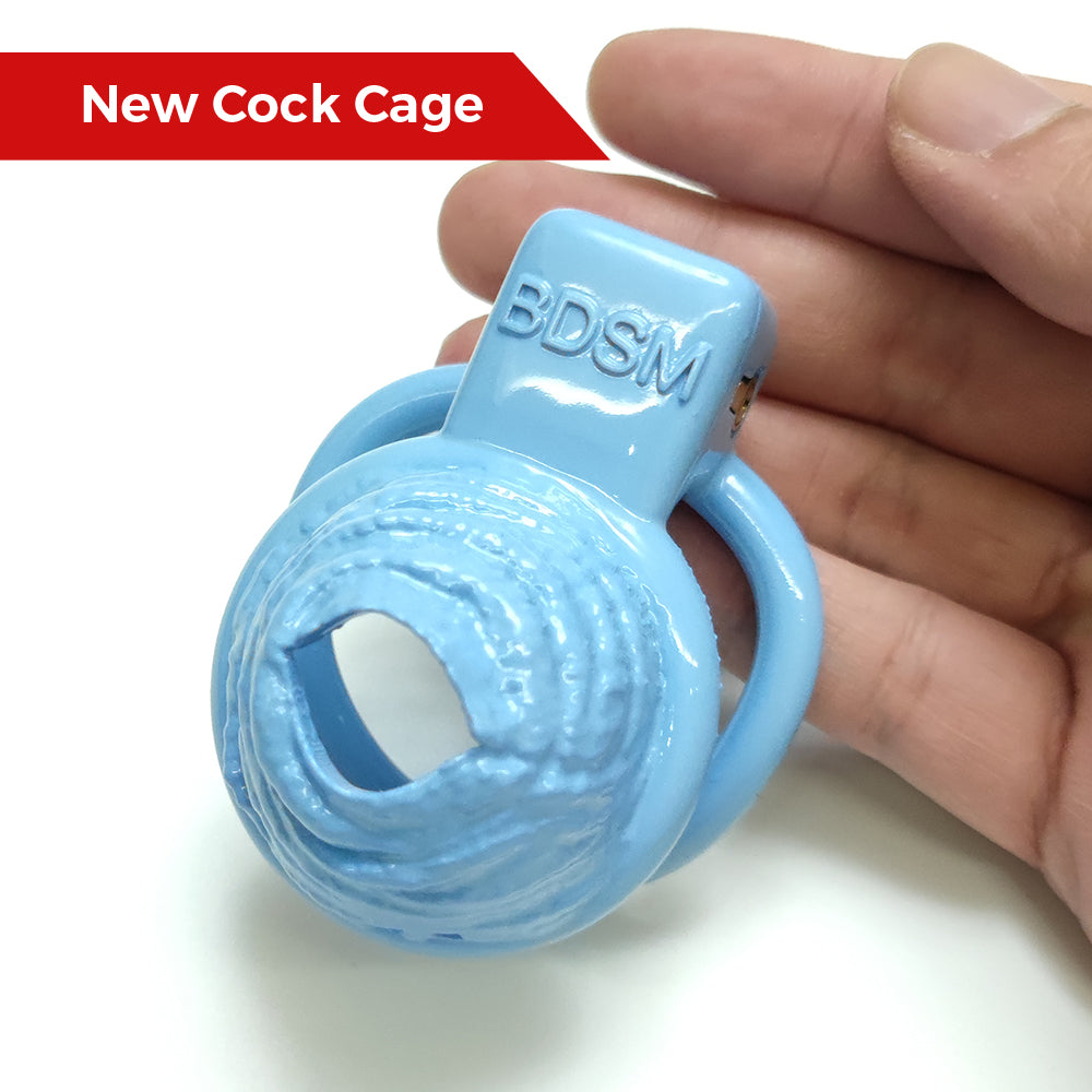 Blue Small Ugly Penis Sissy Chastity Cage