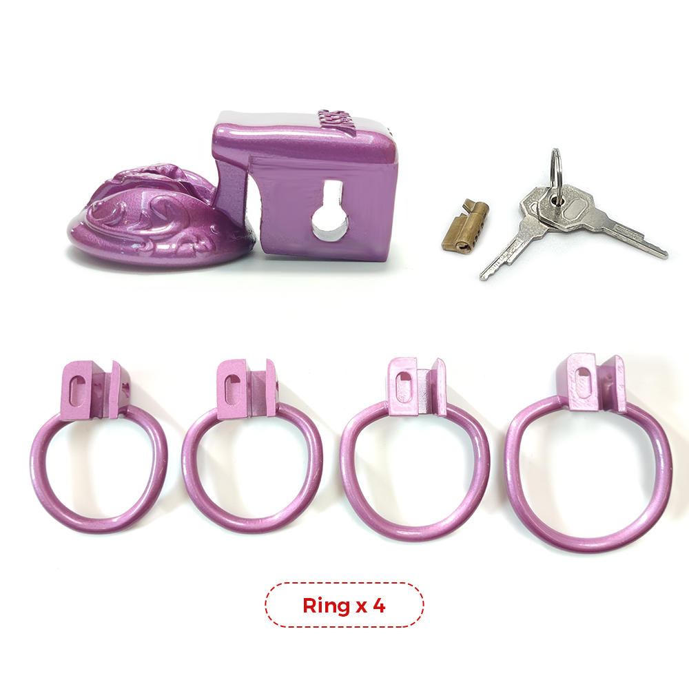 4Rings Purple CDTS Pussy Vaginal Small Chastity Cage