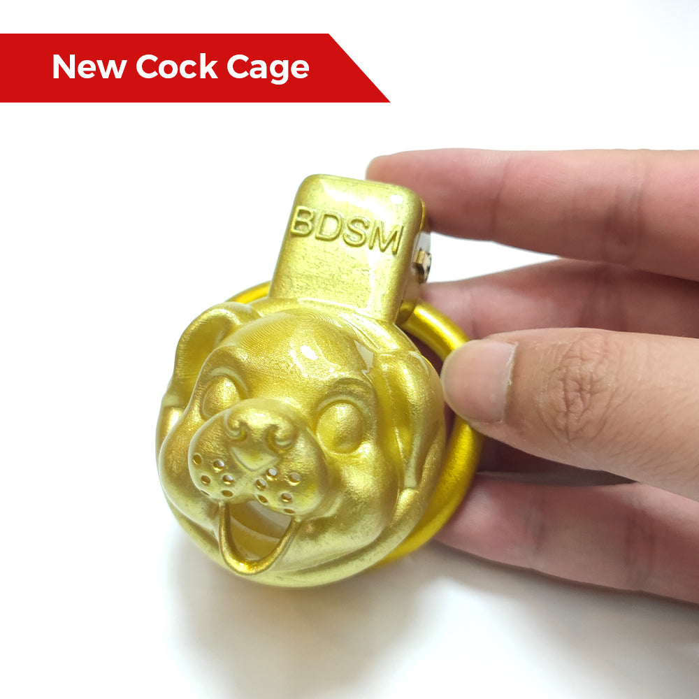 Golden Puppy Chastity Cage Dog Cock Cage