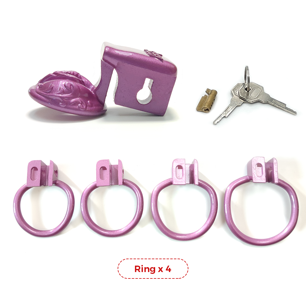 4Rings Purple CDTS Pussy Vaginal Small Chastity Cage