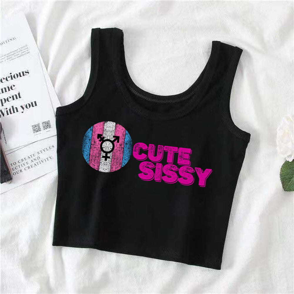 Cute Sissy Slim Fit Crop Top Vest