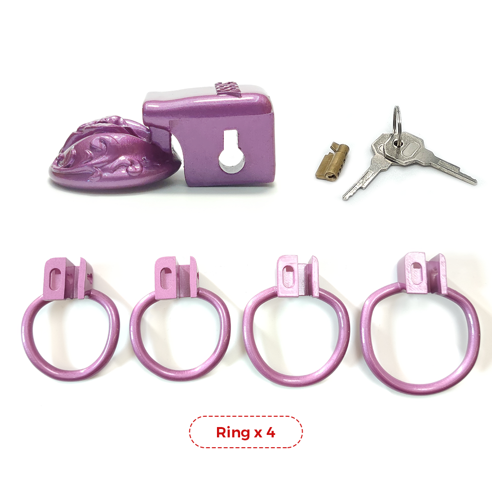 4Rings Purple CDTS Pussy Vaginal Small Chastity Cage