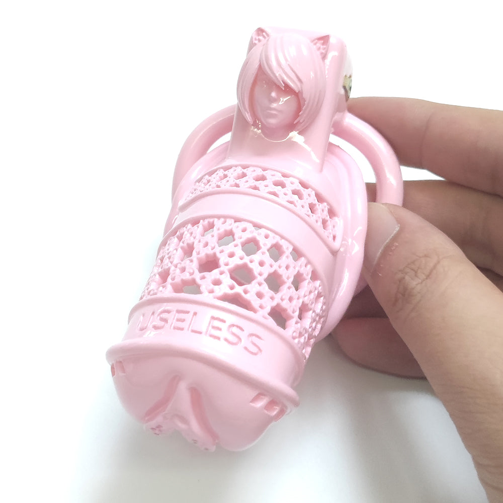 Sissy Pussy Cat Girl Pink BDSM Chastity Cage