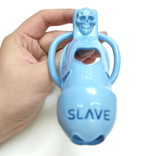 Blue Skull Slave Chastity Devices Cage