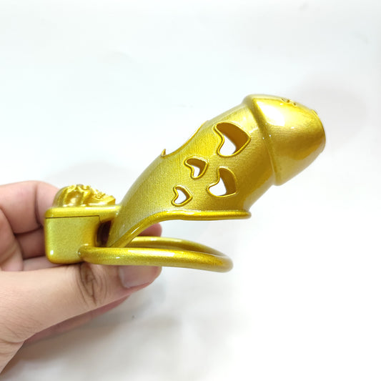 Golden Skull Cock Cage Slave Chastity Cage