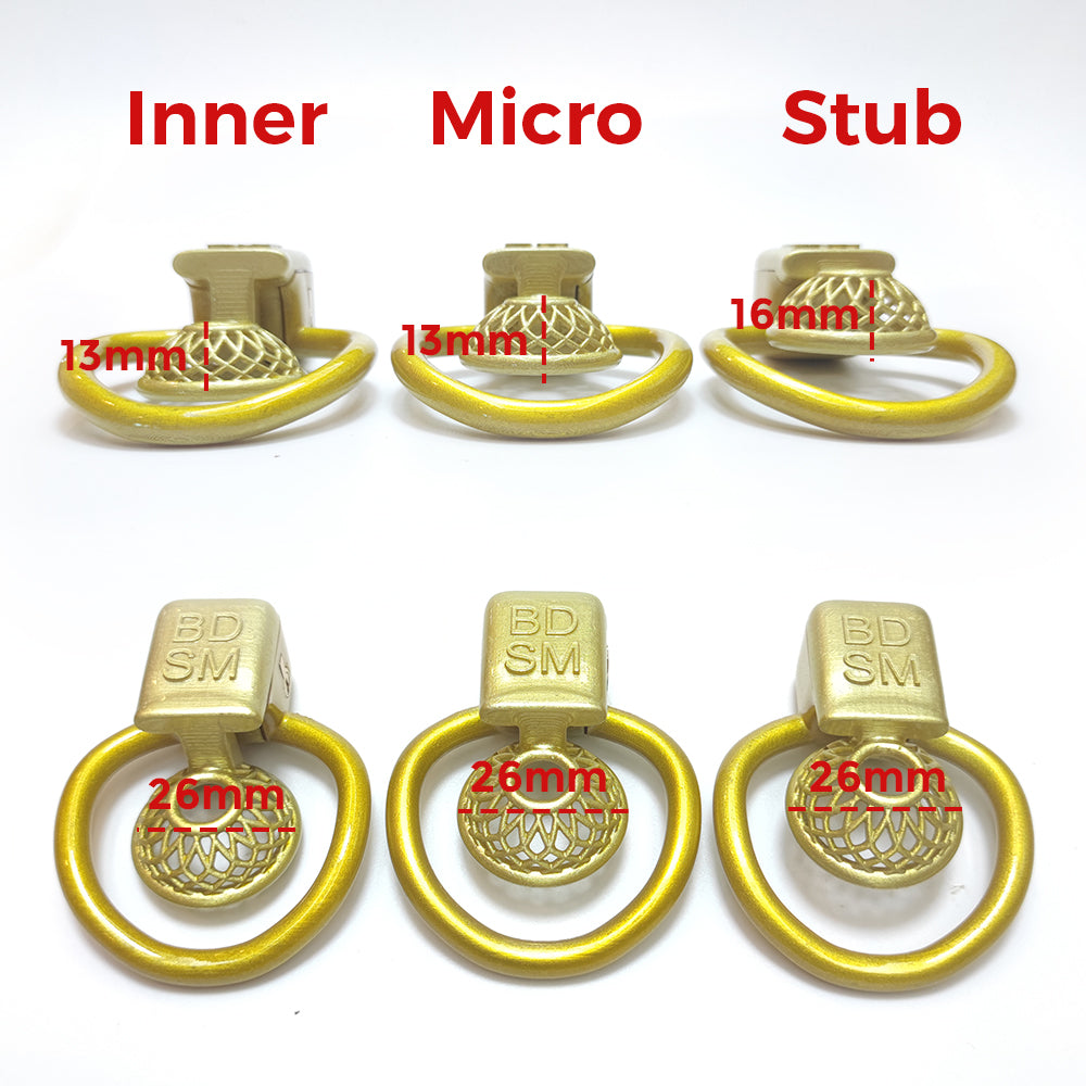 CDTS BDSM Golden Reticular Chastity Cage 4Rings