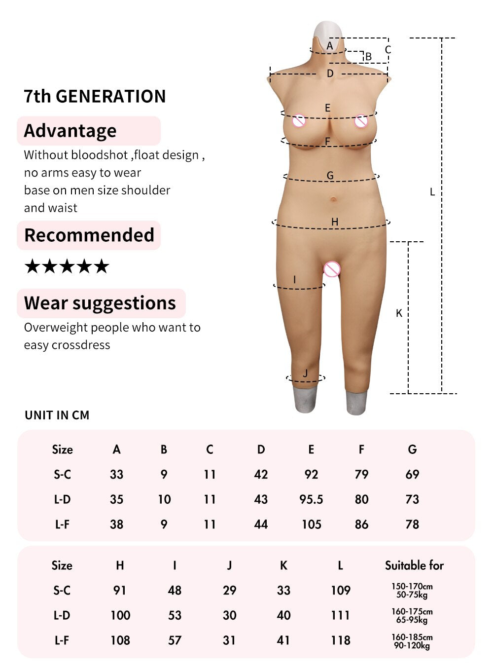 7th Generation Silicone Fake Pussy Vagina Bodysuit