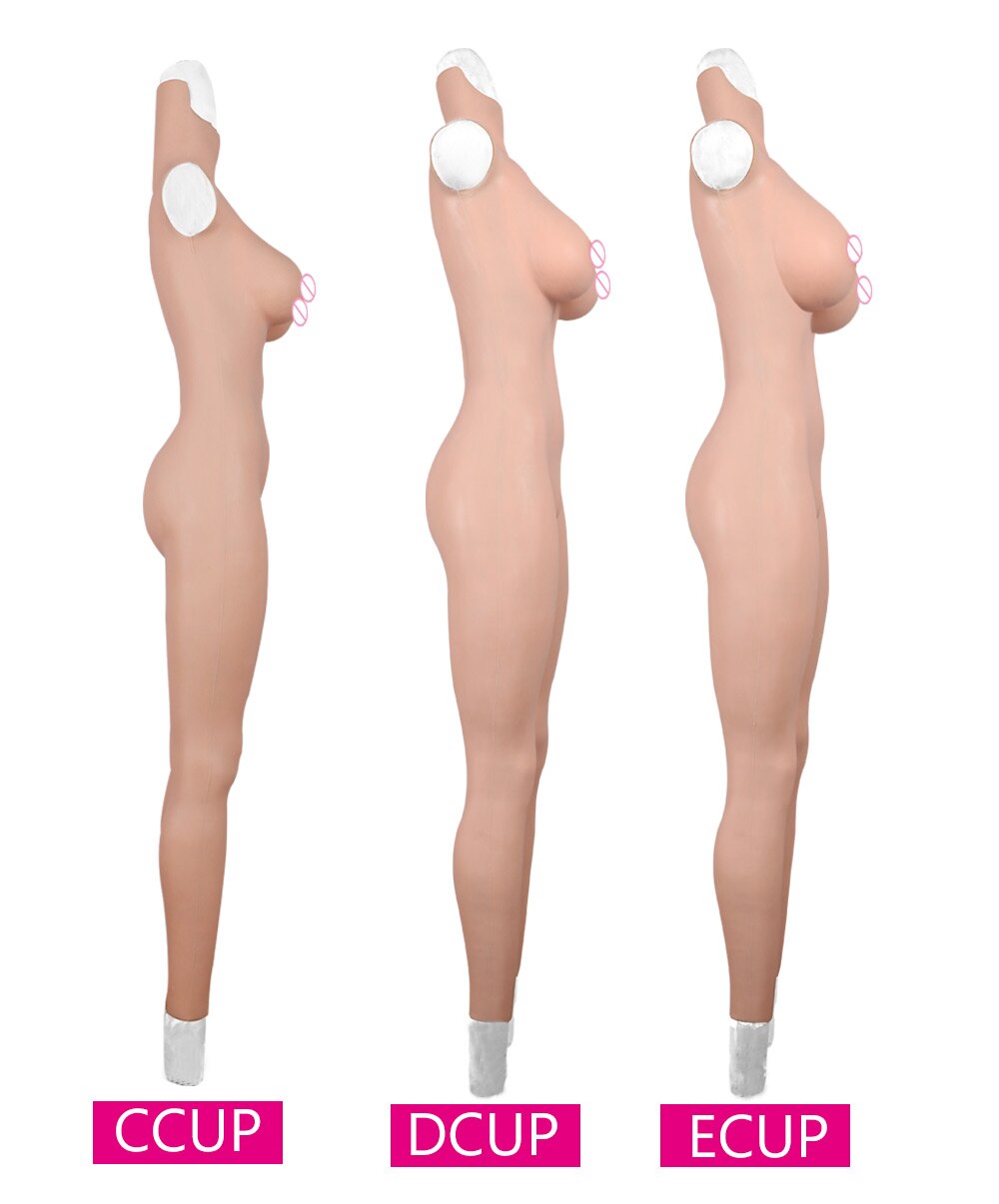 C/D/E Silicone odySuit With Breast Forms For Transgender