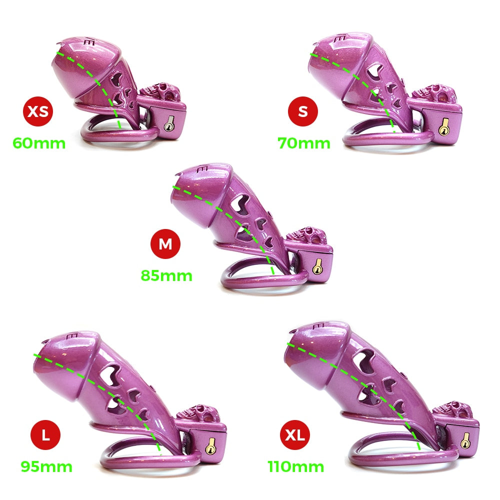 Purple Skull Cock Cage Slave Chastity Cage