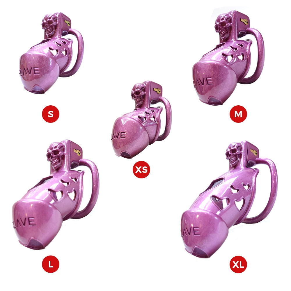 Purple Skull Cock Cage Slave Chastity Cage