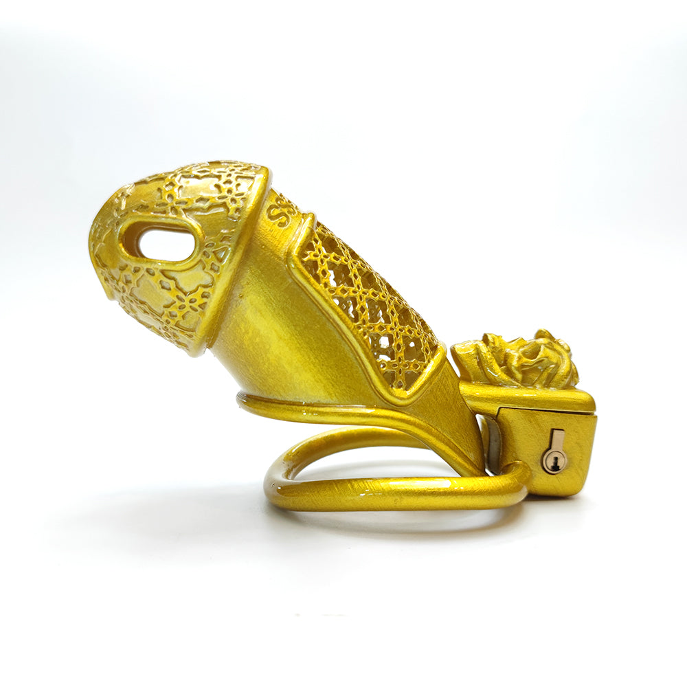 Golden BDSM Shackles Slave Chastity Cage