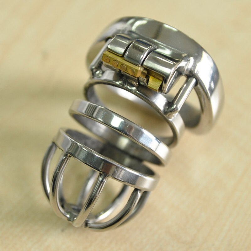 Stainless Steel Chastity Cage Curved Ring