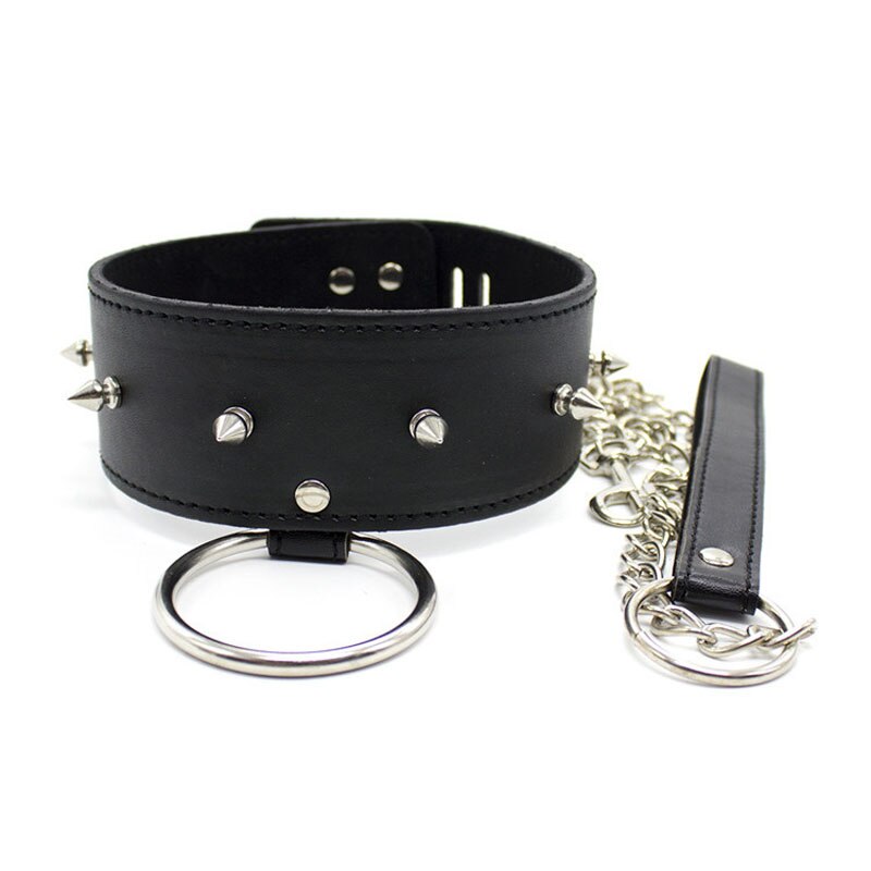 Slave Spiked Chain Leash Neck Collar