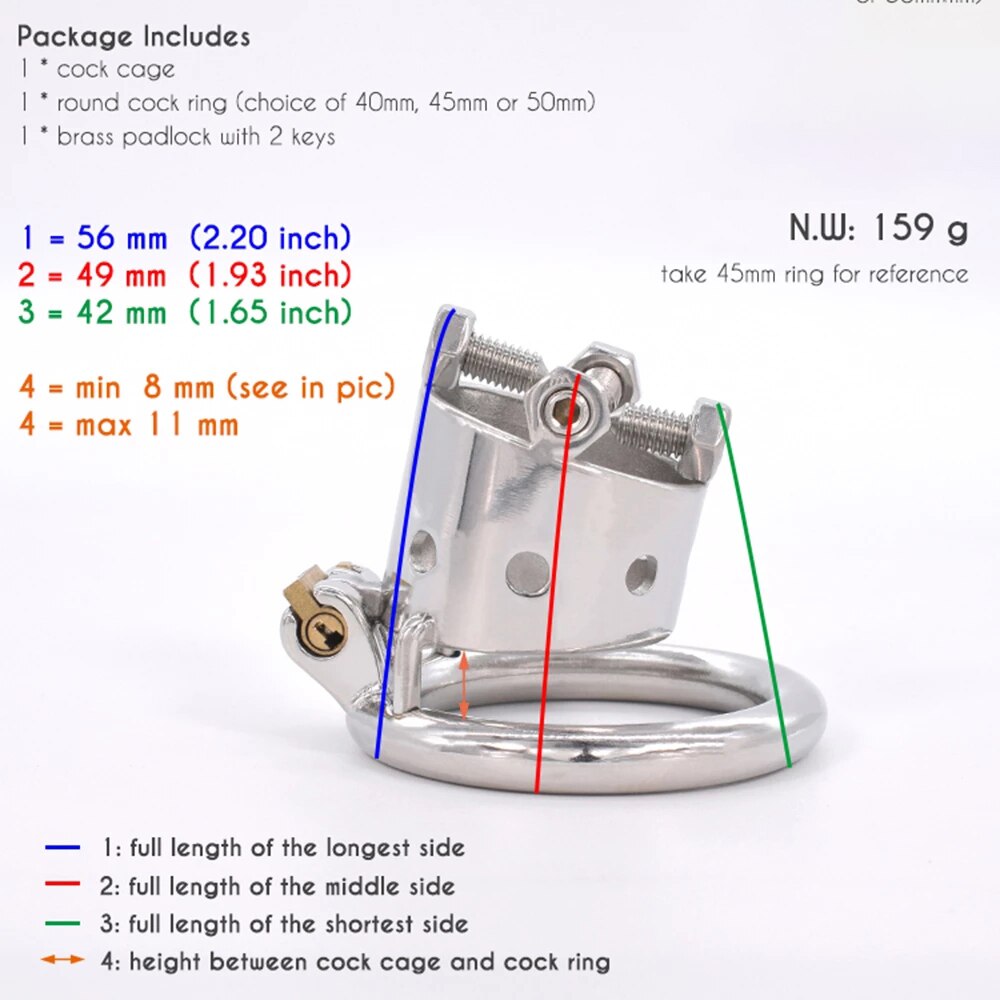 Stainless Steel Removable Spikes Chastity Cage