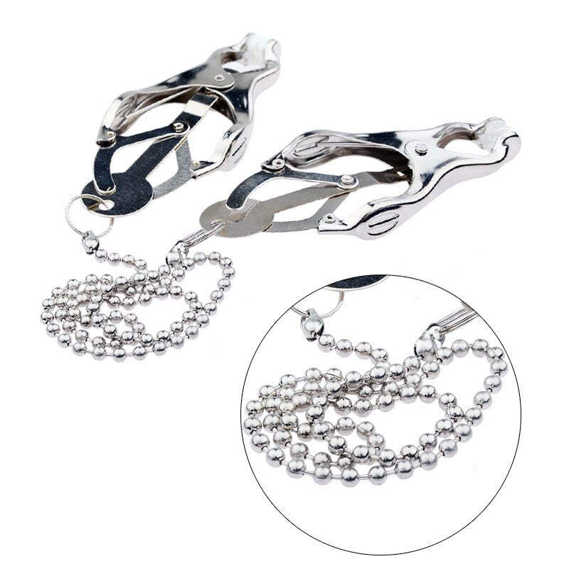 Metal Adult Games Nipple Clamps Chain