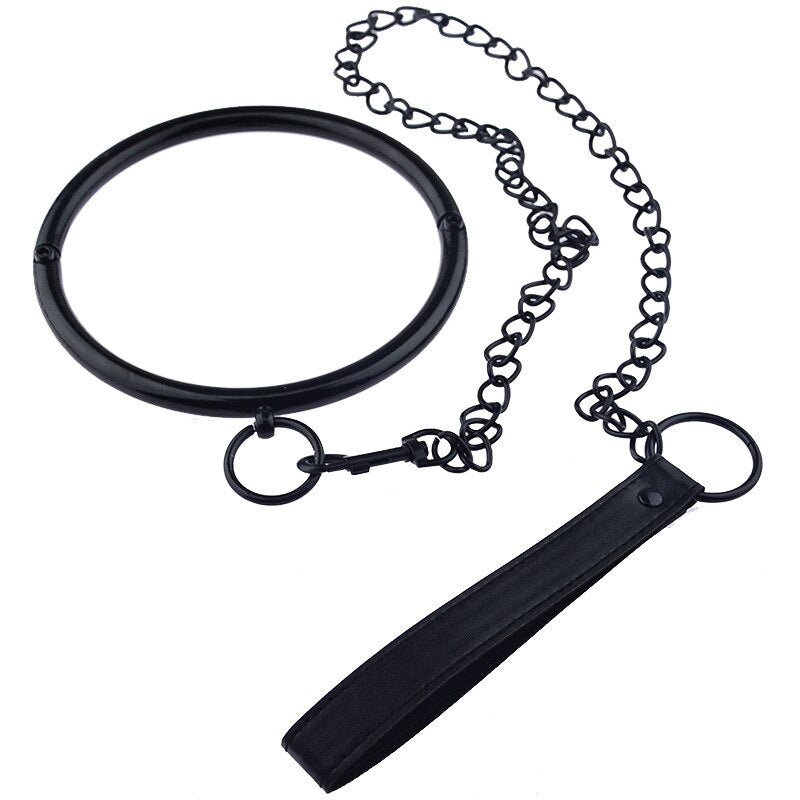 Black Metal Neck Collar With Chain