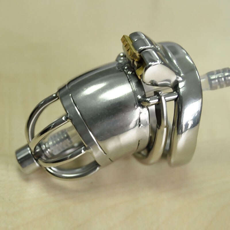 Steel Chastity Lock Urethral Plug Cock Cage