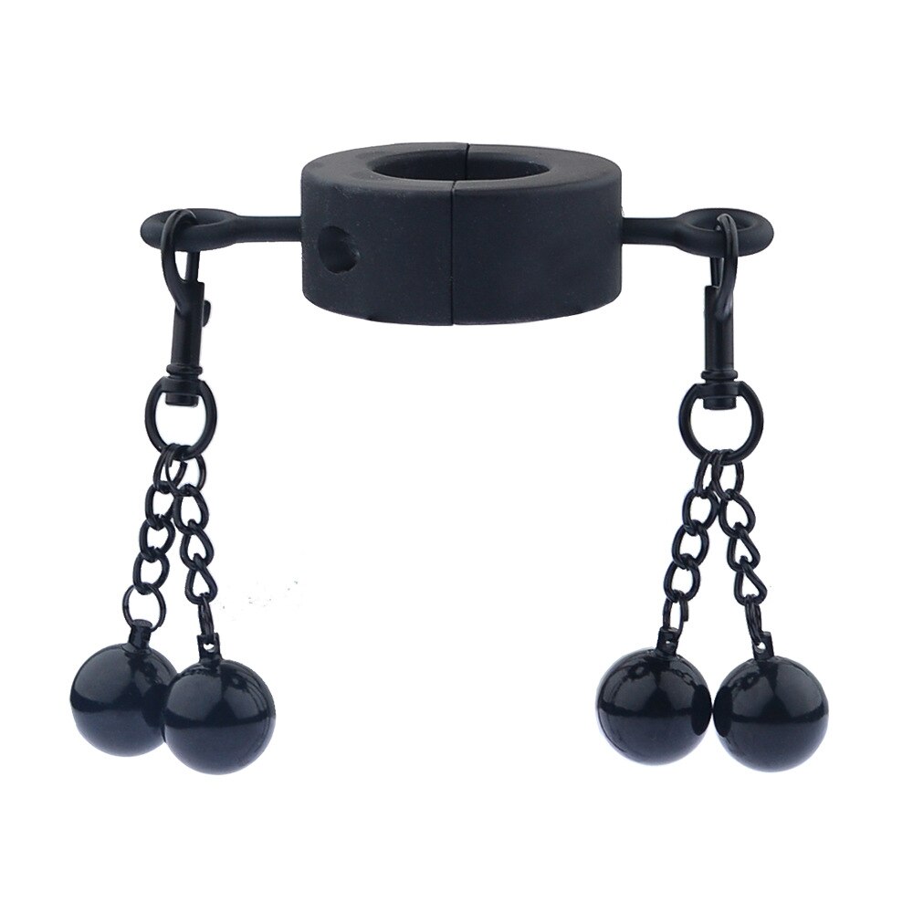 Black Stainless Steel Ball Stretcher Penis Ring