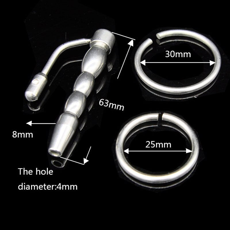 BDSM Metal Cock Ring Penis Plug