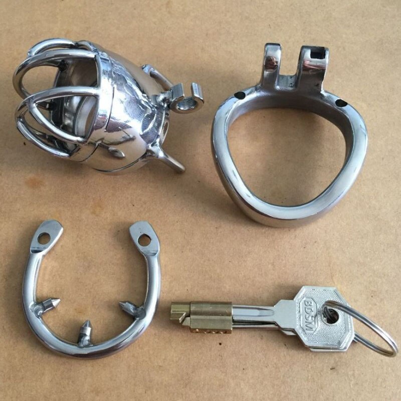 Anti-Off Ring Metal CBT Chastity Cage