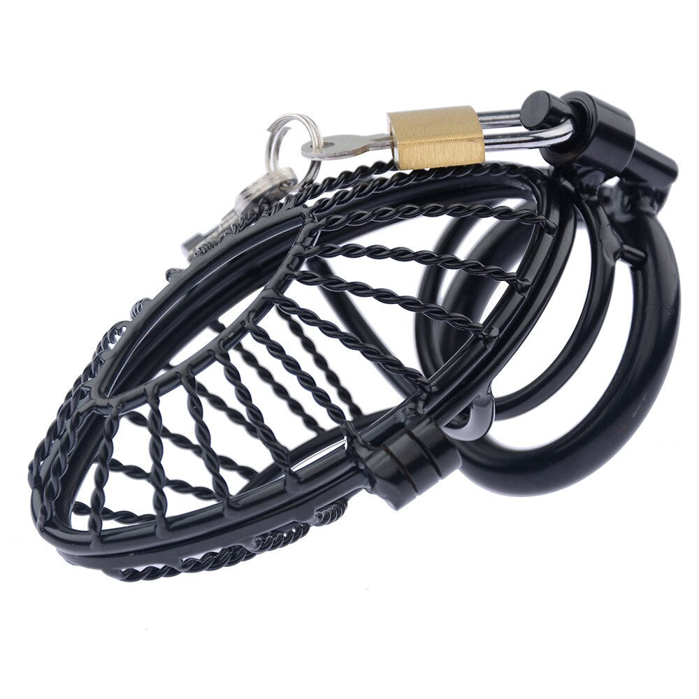 Hollow Black Dick Lock Steel Slave Cock Cage