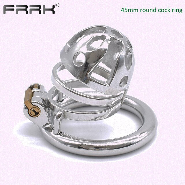 Erotic Stainless steel Bondage Ring Chastity Cage