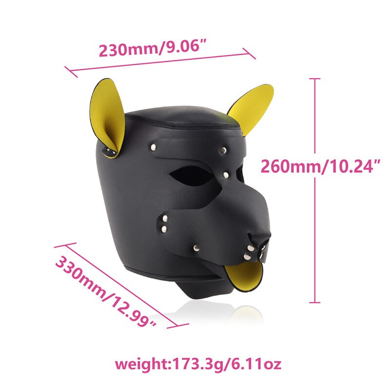 Leather Dog Mask With Chain