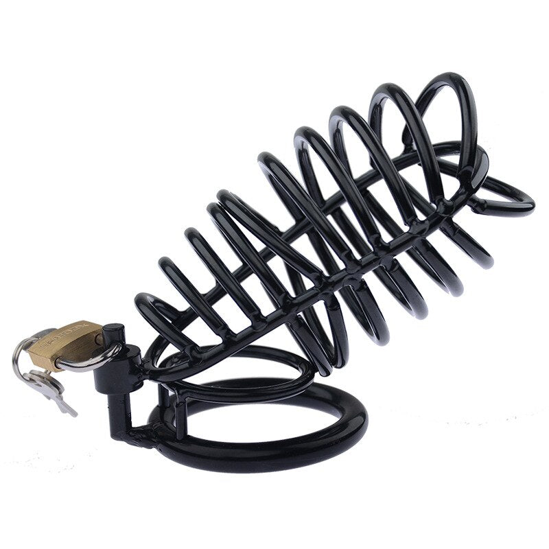 Black Stainless Steel Penis Ring Lock Cock Cage