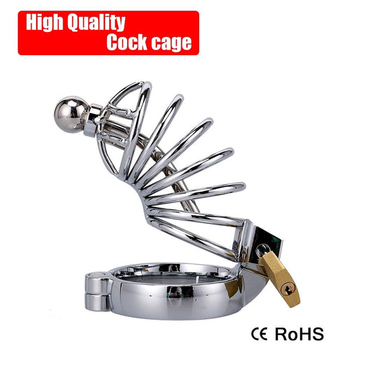 Steel Chastity Cage with Metal Urethral Catheter