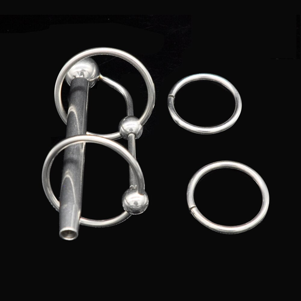 CBT Stainless Steel Torture Penis Ring Plug