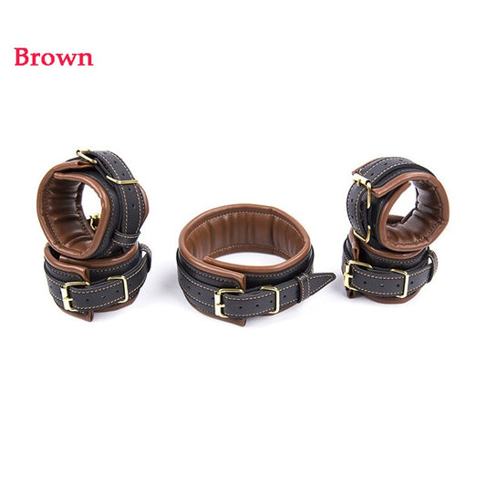 3pcs/Set(Neck Collar+Handcuffs+Ankle Cuffs)