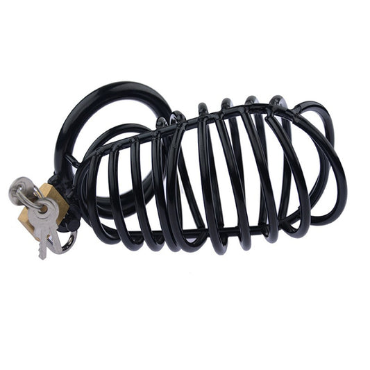 Black Stainless Steel Penis Ring Lock Cock Cage