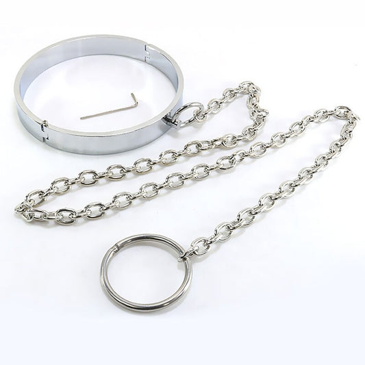 Bondage Neck Collar With Metal Chain