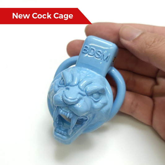 Blue Cheetah BDSM Cock Cage