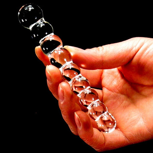 Transparent Glass Beads Anal Plug