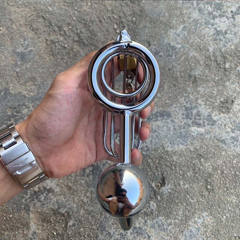 2 in 1 Male Chastity Cage with Anal Plug