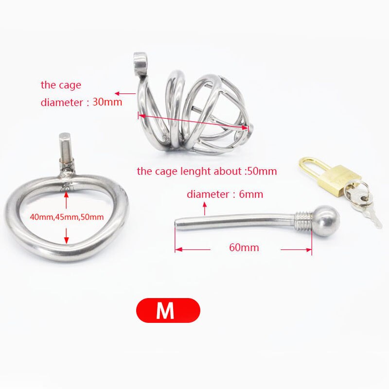 Arc Stainless Steel Urethral Plug Chastity Cage