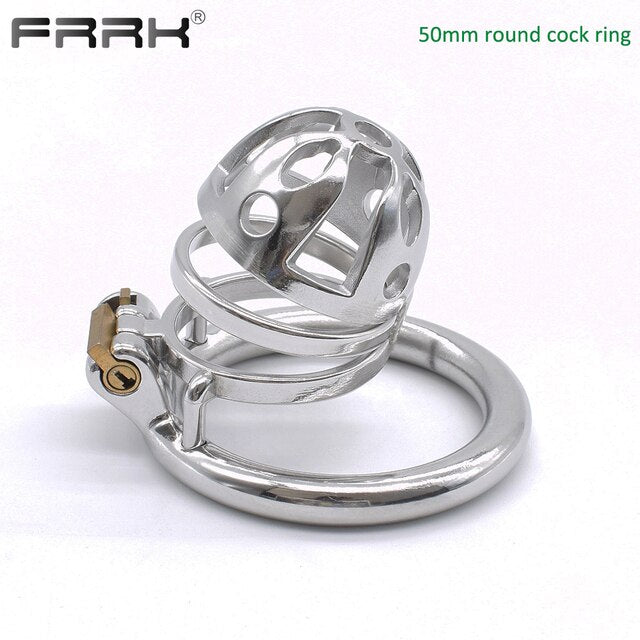 Erotic Stainless steel Bondage Ring Chastity Cage