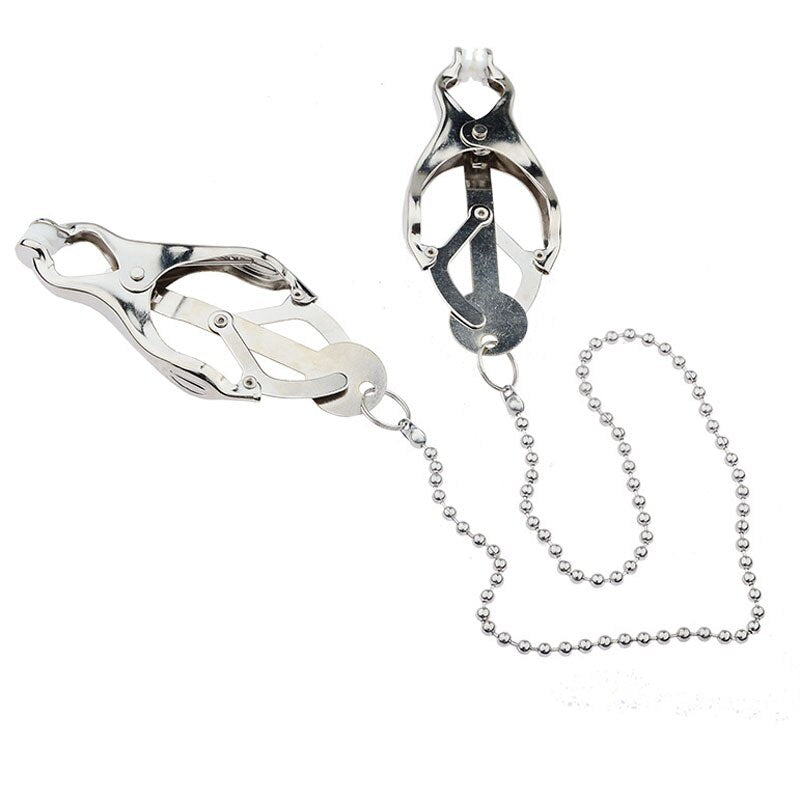 Metal Adult Games Nipple Clamps Chain