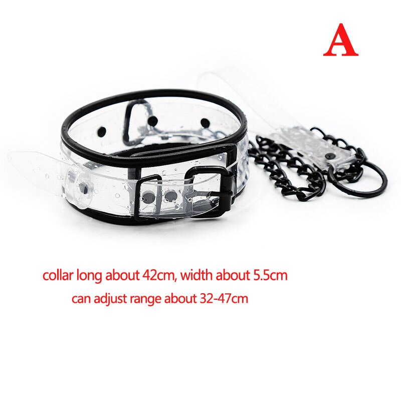 Black Edge Transparent Leather Slave Collar