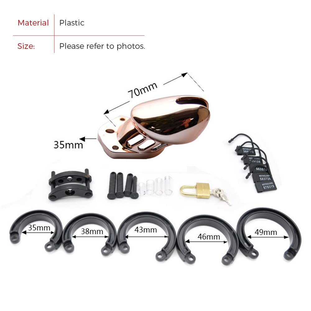 5 Penis Rings Plastic Male Chastity Cage