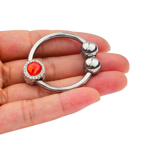 Ruby Stainless Steel Beads Cock Ring