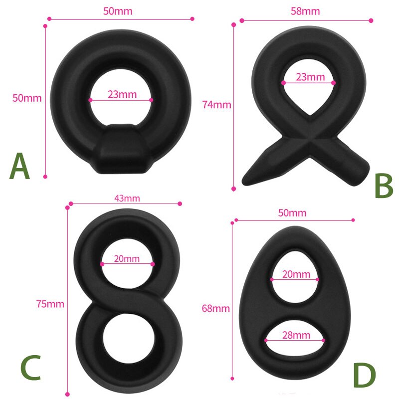 4 Type Black Slave Bondage Cock Ring