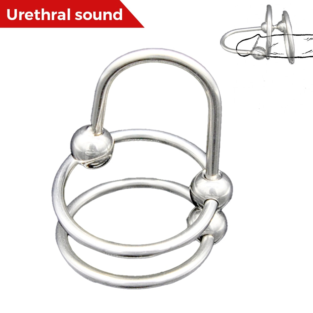 Metal Urethral Sound Male Cock Ring