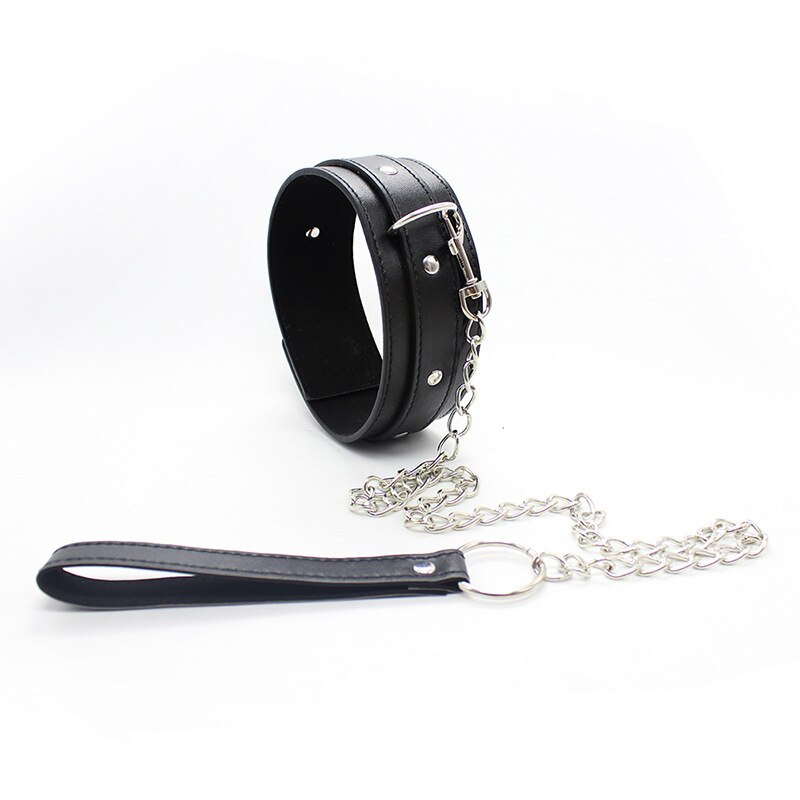 Black Slave Neck Collar With Leash Chain