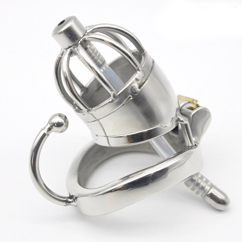 Stainless Steel Chastity Cage With Penis Plug