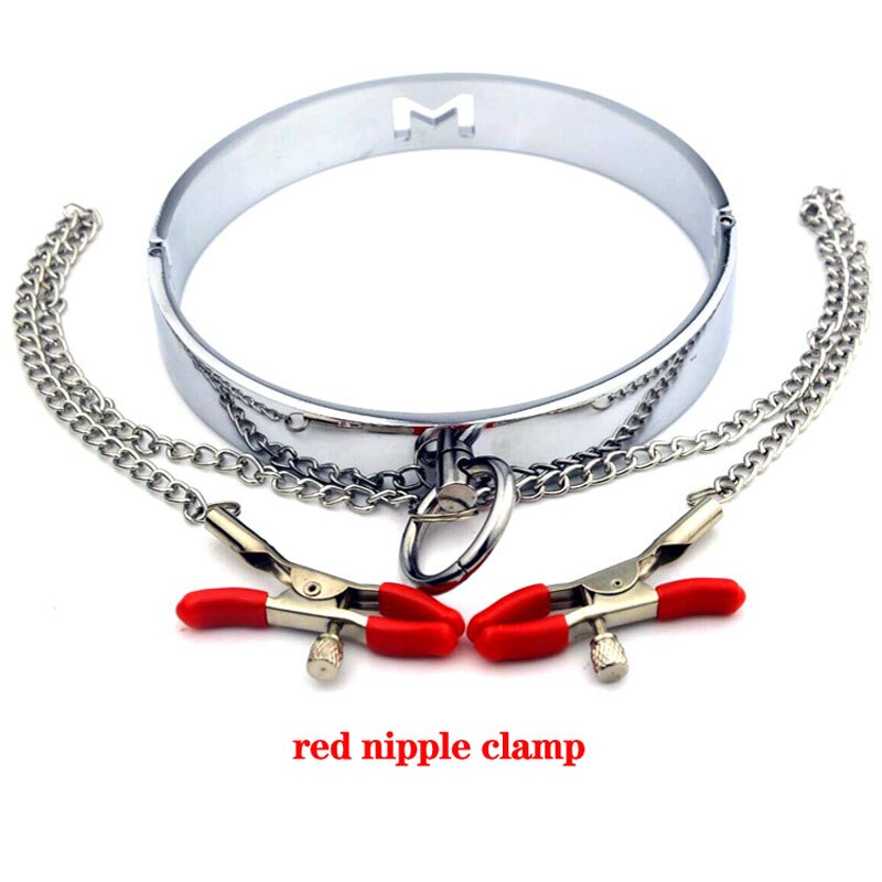 Stainless steel Slave Collar With Nipple Clamps