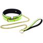 Luminous Leather Collar With Metal Chain